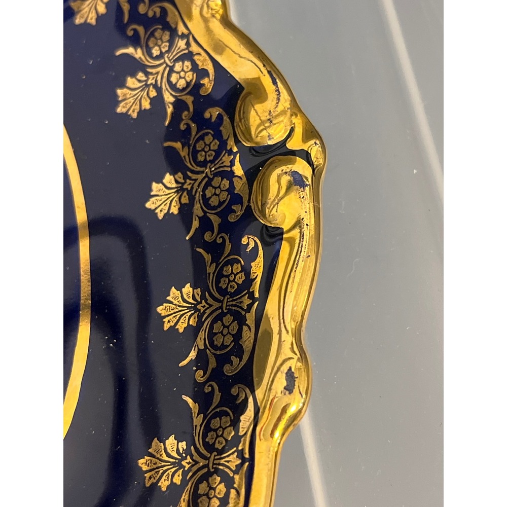Limoges France Cobalt Blue Gold Gilded Fragonard Courting Scene Sandwich Tray - Picture 8 of 8